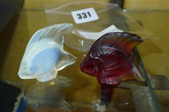 2 Lalique glass fish